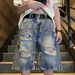 Men's Black Ripped Denim Shorts Trendy Brand Summer Workwear Jeans American Retro Style Cool And Stylish_mkmklike.com