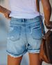 Women's Clothing Denim Shorts Straight Leg Washed Out Jeans Hole Versatile Casual Commute Style Denim Jeans_mkmklike.com