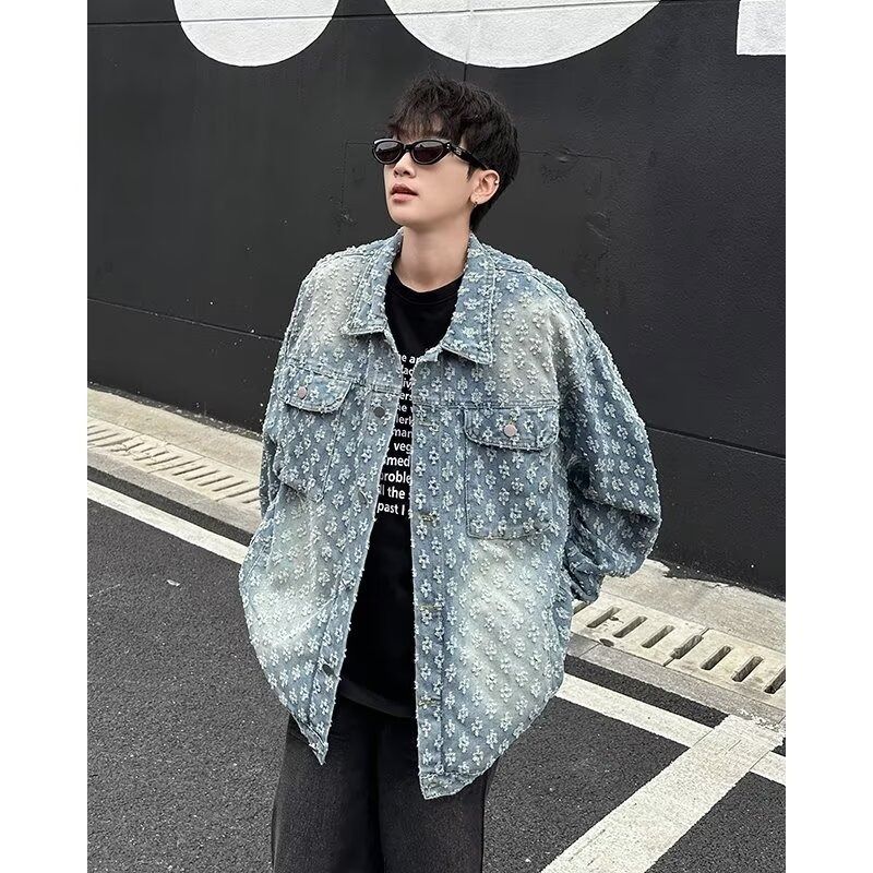 American Fashion Brand Autumn Clothing New Item Niche Design Sense Men's Denim Loose Casual Jacket Top_mkmklike.com