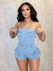 K European And American Women's Strapless Elastic Denim Jumpsuit_mkmklike.com