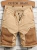 Men's Premium American Workwear Denim Shorts - 5"/7" Length Washed Cotton Cargo Shorts With Anti-Wrinkle Finish (Light Brown, Straight Fit)_mkmklike.com