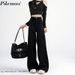 Black Wide-leg Jeans For Women, 2025 New Plus-size High-waisted, Loose-fitting, Slimming, Straight-leg, Flared,_mkmklike.com