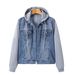 Women's Oversized Denim Hooded Jacket With Patchwork Design - Comfortable Loose Fit Casual Coat (1XL-5XL)_mkmklike.com