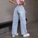 Streetwear Bow-Tie Distressed Jeans - High Waist Wide Leg Loose Fit Denim Pants For Women_mkmklike.com