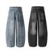 Men's Clothing 2025 New American Retro Inkjet Wash Personality Scimitar Jeans Men And Women Wide Leg Trousers_mkmklike.com