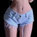 Women's Clothing New Nightclub Hot Girl Low Waist Performance Clothes Peach Hip Hot Pants Ripped Ultra Short Denim Shorts_mkmklike.com