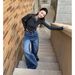 Women's High-Waisted Slimming Wide Leg Jeans Retro Pleated Design Floor-Length Blue Denim Autumn/Winter Fashion_mkmklike.com