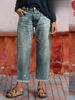 K Cowboy Women's Loose Straight Leg Pants With Torn Edges And Holes_mkmklike.com