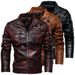 Men's leather jacket pu leather jacket European and American motorcycle clothing fleece leather jacket men_mkmklike.com