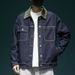 Original Color Washed Denim Jacket, Men's Loose Collar Jacket, Workwear Denim Jacket_mkmklike.com