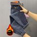 Pear-shaped Body Pants, High-waisted Straight-leg Fleece-lined Jeans Women, 2024 Winter Slimming Cropped Pants For_mkmklike.com