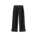 Women's Clothing Washed Black Retro Jeans High Waist Loose Wide Leg Mopping Pants_mkmklike.com