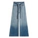 Women's Gradient Rhinestone Straight Leg Jeans High Waist Slimming Wide Leg Floor Length Drawstring Pants Summer 2025 Thin Style_mkmklike.com