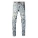 Street Hiphop Fashion Ripped Patch Slim Fit Skinny Jeans Men Pants_mkmklike.com