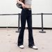 Retro High-Waisted Flared Jeans Slimming Summer Loose Casual Wide Leg Trousers with Drape And Stretch Blue mid Waist Long Pants_mkmklike.com