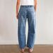Women's Clothing Vintage Distressed Straight Leg Jeans For Women - Relaxed Fit, Washed Denim, Mid Rise, Wide Leg (Blue, S-XXL) Fit Washed Denim_mkmklike.com