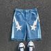 Men's Clothing Retro Printed Denim Shorts Men's High Street Design Straight Pants Loose Versatile Shorts Trend_mkmklike.com