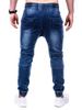 2023 foreign trade hits European and American men's washed denim fabric casual sweatpants cordless jeans_mkmklike.com