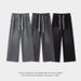 Men's Wide-Leg Casual Trousers – Relaxed Fit High Waist Pants In Black & Navy_mkmklike.com