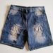 Men's Vintage Washed Denim Shorts - Mid-Length Light Blue Straight Fit Summer Casual Shorts (31-36)_mkmklike.com