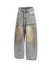 Vintage American Style Distressed Baggy Jeans For Men & Women – Loose Fit Straight Leg Denim Pants With Mud Wash & Retro Stitching_mkmklike.com