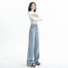 2024 Fall/Winter New Vintage Light-Colored Straight-Leg Jeans For Women, Loose Fit, Draped, Petite-Friendly,_mkmklike.com