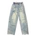 Men's Patchwork Curved Blade Jeans Straight Leg Loose Fit Wide Leg Pants Design Spring Autumn Plus Size_mkmklike.com