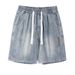 Men's Retro Style Straight Leg Jeans Loose Fit Trendy Wide Leg Casual Five Point Pants High Street Style Clean Fit For Summer_mkmklike.com