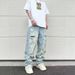 Men's Clothing Men's Retro Wide Leg Trousers Vibe High Street Fashion Washed Ripped Jeans Brand Design Casual Men's Clothing_mkmklike.com