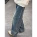 Men's High Street Washed Denim Jeans Relaxed Straight-Leg Vintage Style Retro Blue Sizes S-3XL_mkmklike.com