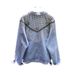 Women's Distressed Denim Jacket With Rivet & Tassel Details – Oversized Cropped Style (Black/Light Blue, S-3XL)_mkmklike.com