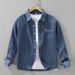 Retro Denim Long Sleeved Shirt For Men, Fashionable And Versatile, Artistic And Casual Loose Top_mkmklike.com