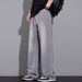 New American Washed Jeans Men's Autumn And Winter Velvet Drawstring Loose And Versatile Wide-leg Straight Casual Long Pants_mkmklike.com