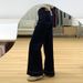 Denim Blue Petite Women's Jeans 2025, Fleece-lined, Dark Blue, High-waisted, Slimming, Wide-leg, Bootcut Flared Pants_mkmklike.com