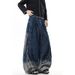 American Retro Old Splicing Burr Rivet Jeans Men's Deconstruction Style Niche Wide-leg Scimitar Pants_mkmklike.com