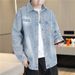 Loom Cross-Border Denim Men's Shirt Jacket Spring And Autumn Thin Turn-Down Collar College Student Loose Hong Kong Style_mkmklike.com