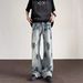 American Ruffian Handsome Dirty Jeans Men's Retro Washed Trendy Brand Design Sense High Street Hiphop Loose Straight Trousers_mkmklike.com