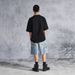 Men's Vintage Washed Denim Shorts - 5-Inch Inseam Dirty Finish Distressed Casual Cargo Shorts For Men, Retro Streetwear_mkmklike.com