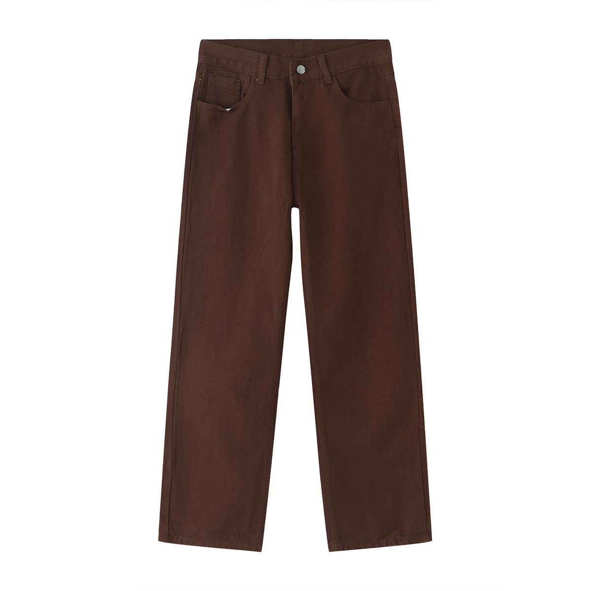 EF JEANS | 2023 New Product Medium And High Waist Straight Slim Fit Versatile Coffee Color Retro Solid Color Denim Trousers For Men And Women_mkmklike.com