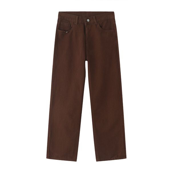 EF JEANS | 2023 New Product Medium And High Waist Straight Slim Fit Versatile Coffee Color Retro Solid Color Denim Trousers For Men And Women_mkmklike.com