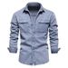 Pulse Pulse 2024 Spring Autumn Winter New European And American Version Stylish Denim Trendy Men's Casual Long Sleeve Turn-down_mkmklike.com