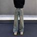 Men's Retro Washed Distressed Straight Leg Jeans Loose Fitting Trendy Casual Style_mkmklike.com
