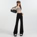 Orange Silk Women's Clothing#Black Flared Denim Pants, Spring High-waisted Stretchy Versatile Slimming Hot Girl Wide-leg_mkmklike.com