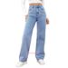 Trendy Girl Closet Trendy Girl Closet Cross-Border Foreign Trade European And American High-Waisted Women's Jeans Light Wash Loose Wide-Leg Plus Size_mkmklike.com