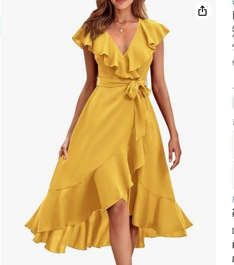 Women's Clothing new V neck short sleeved ruffled long temperament lace dress_mkmklike.com