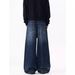 Men's American Retro Washed Denim Jeans Casual Loose Fitting Wide Leg Straight Leg Slightly Flared Style_mkmklike.com