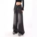 American Retro Loose Wide-leg Black Jeans For Women, 2024 Autumn New Slimming Straight Drapey Floor-length Pants_mkmklike.com