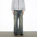 Vintage Washed Denim Jeans Relaxed Fit Retro Bootcut Pants for Men 90s Street Style Distressed Detailing Non-Stretch Cotton Blend_mkmklike.com