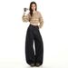 American Style Black Gold Scimitar Street Jeans For Women, Autumn And Winter New High Waist Loose Slimming Wide Leg_mkmklike.com