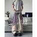 Retro Style Blue 3D Printed Patchwork Jeans Wide Leg Trousers with Curved Blade Design Casual Street Style mid Waist Zipper Fly Cotton_mkmklike.com